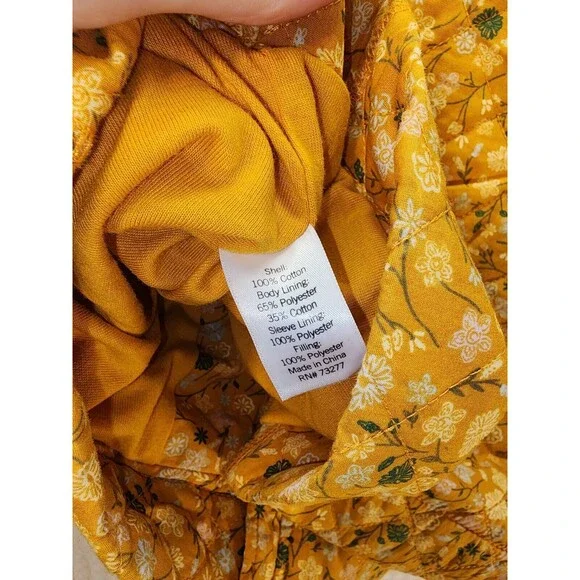 Sonoma Women's Jacket Sz Large 100% Cotton Quilted in Gold Floral Print - Picture 9 of 10